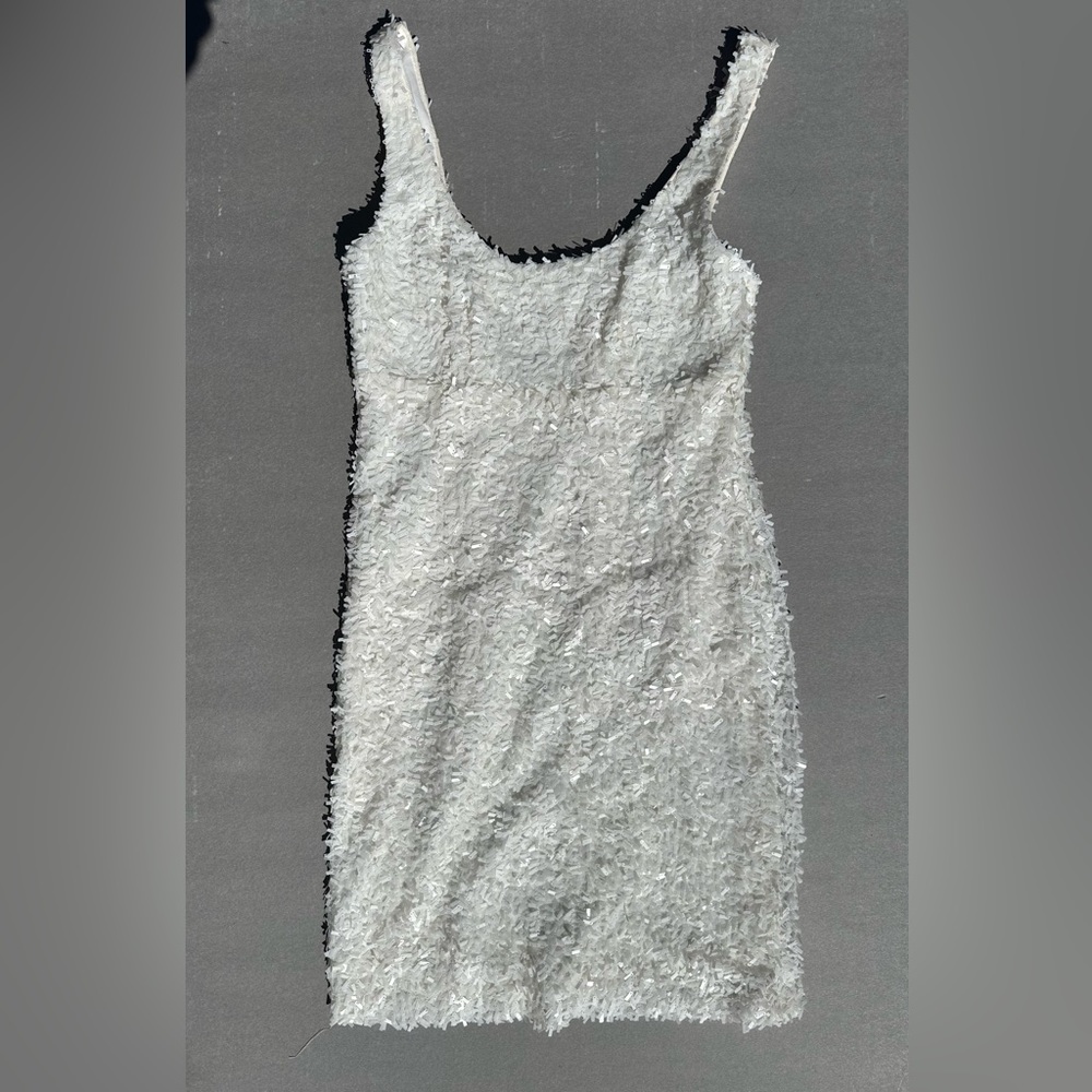 Suzi Chin for Maggi Boutique Shimmery / Sequin White Mini Dress Size 4